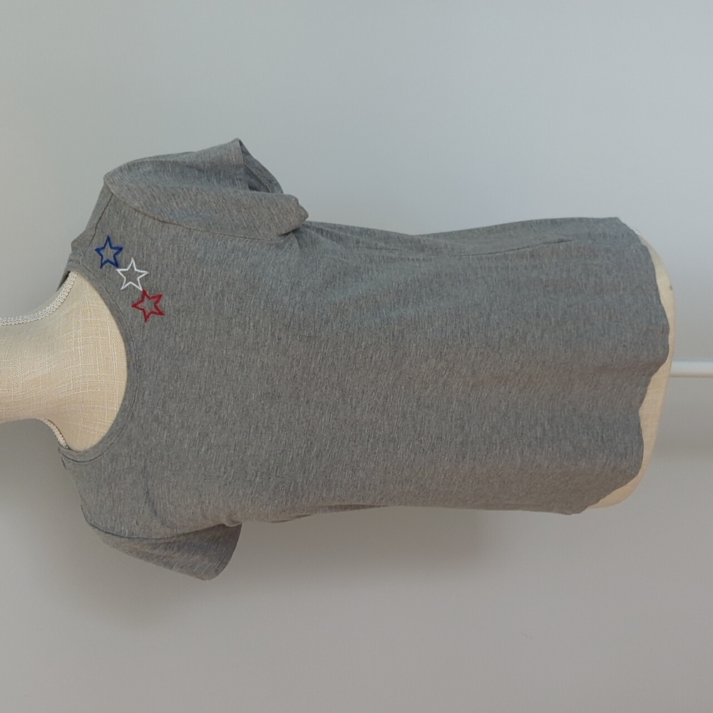 Gray t-shirt. Red white blue star embroidery size small
